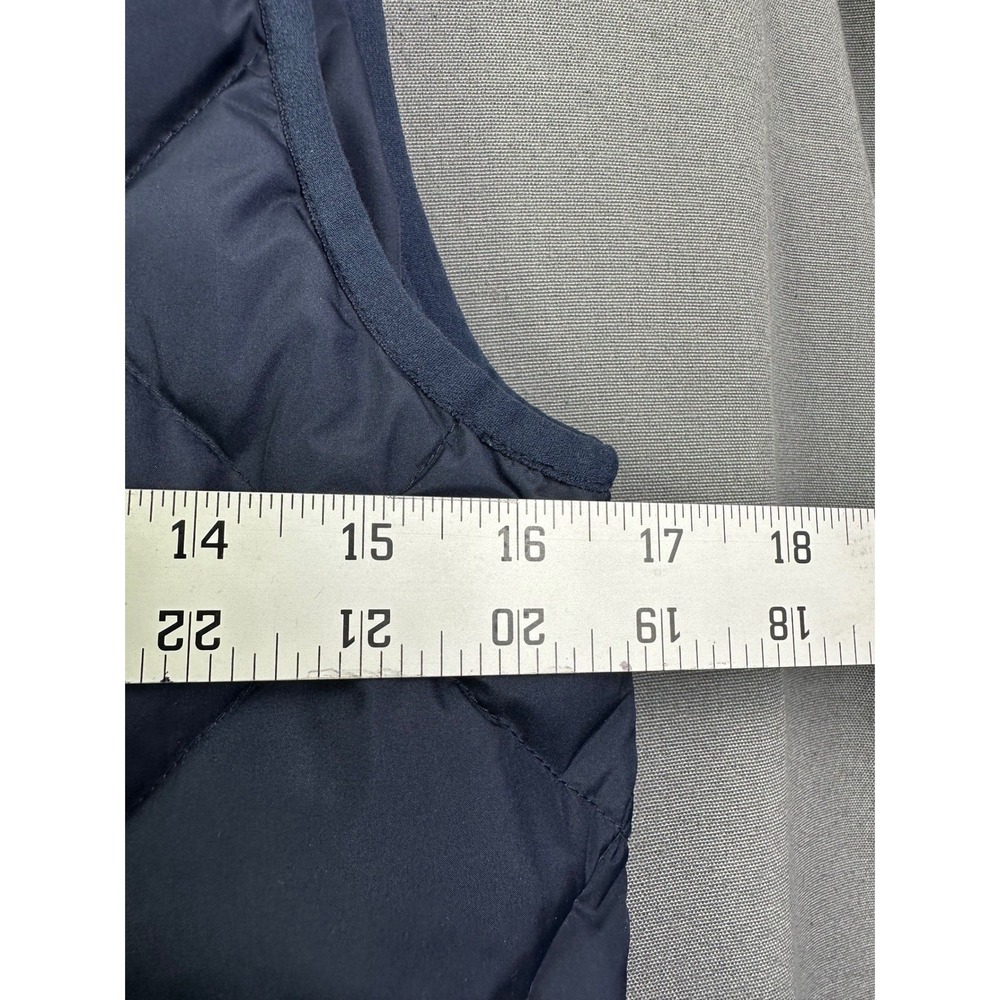J.Crew‎ Excursion Quilted Puffer Vest Women's Navy Blue Gold Snaps Down Fill PXS - Picture 7 of 10